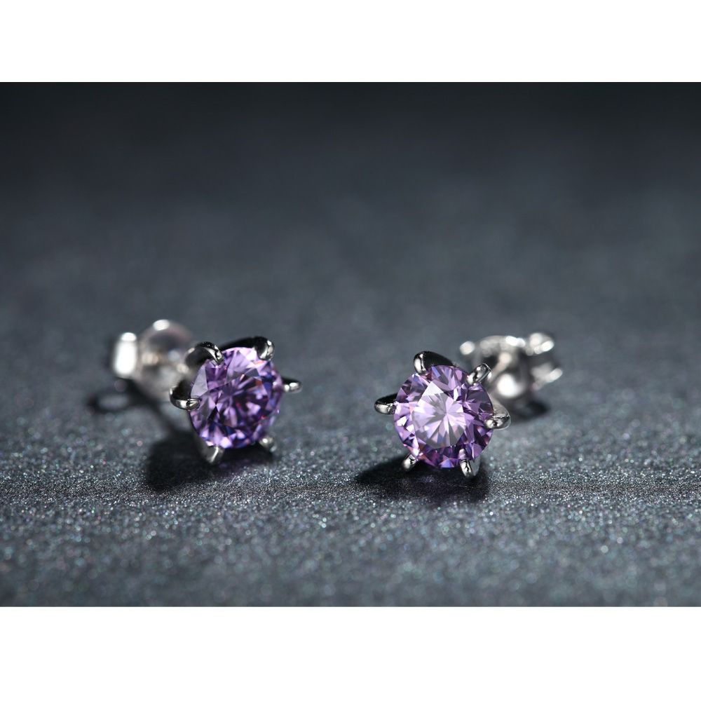 Swarovski - Purple Swarovski Zirconia Crystal Earrings and Silver Mounting