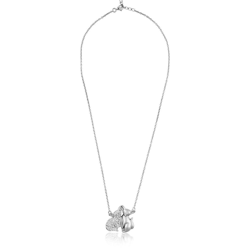 Swarovski - White Swarovski Crystal Cubic Zirconia Fox Necklace and Silver Mounting