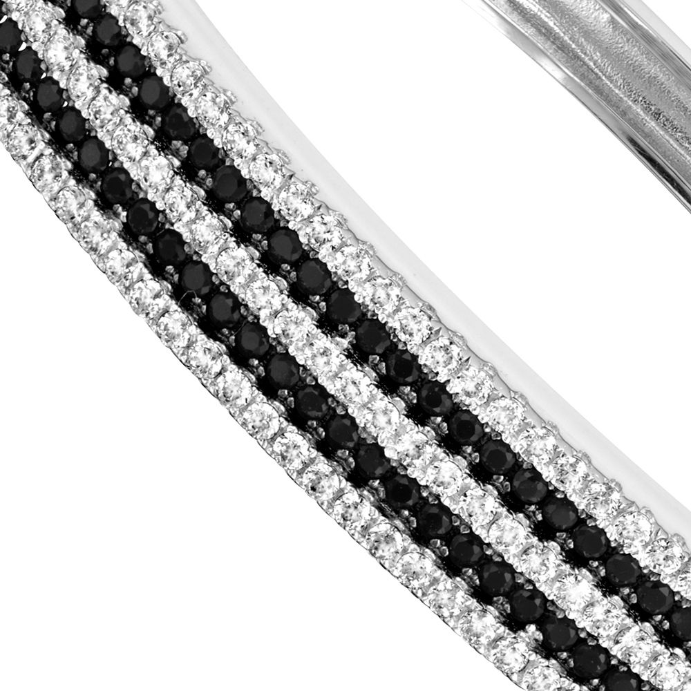 Swarovski - Bangle Bracelet Silver and 218 Black and White Swarovski Crystal Cubic Zirconia