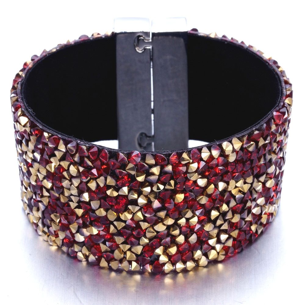 Swarovski - Red and Gold Swarovski Crystal Elements and Velvet Bracelet