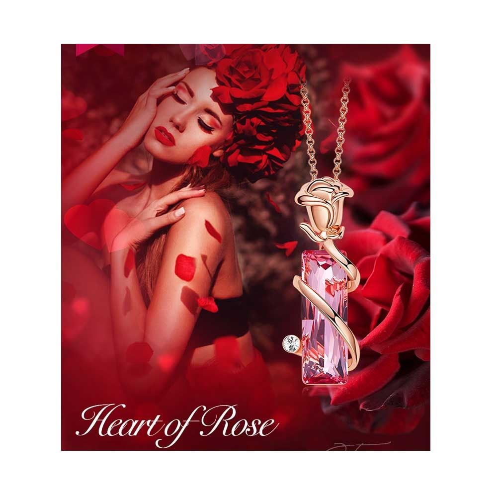 Swarovski - Rose Pendant Necklace decorated with Swarovski Rose crystal
