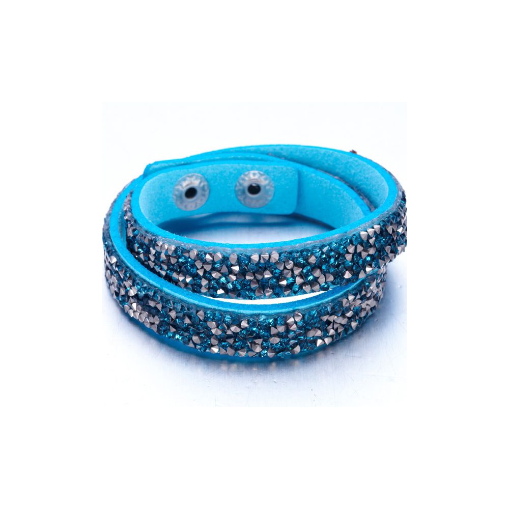 Swarovski - Silvery and Turquoise Swarovski Crystal Elements and leather Bracelet