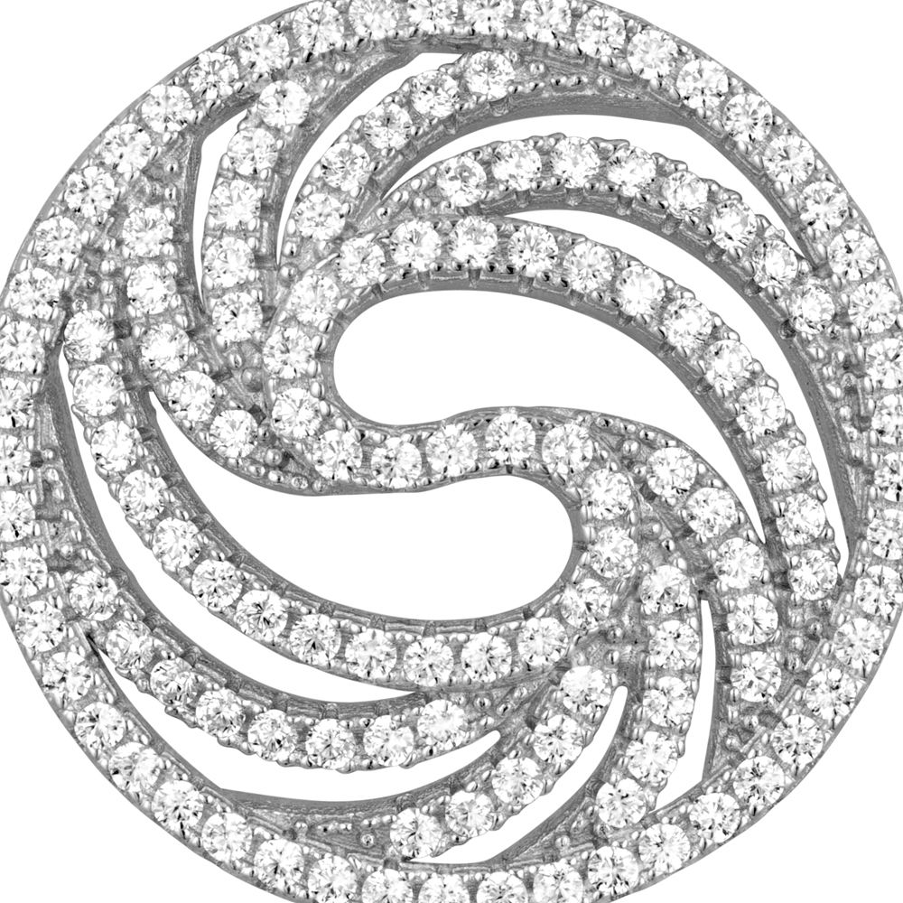 Swarovski - Circle Silver Pendant and 137 White Swarovski Crystals Cubic Zirconia