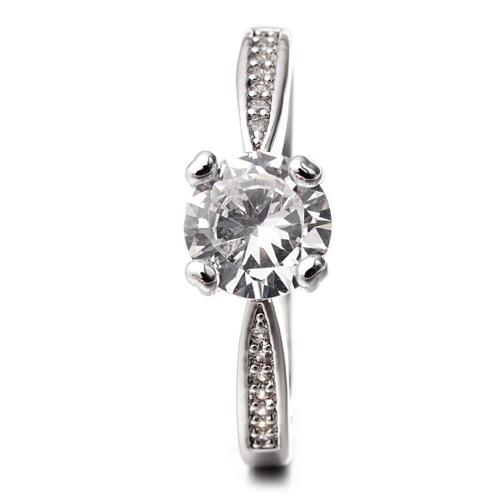 Rhodium Plated Ring and White Cubic Zirconia