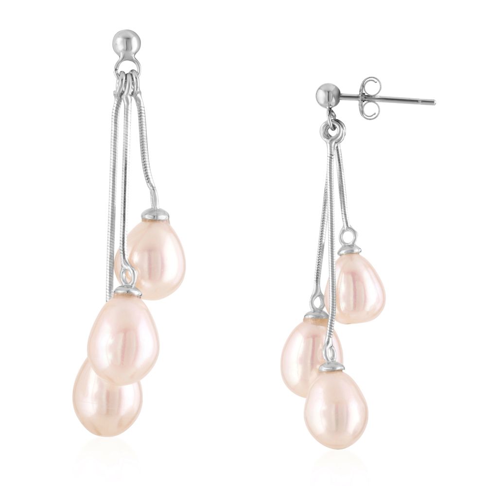 White Freshwater Pearl Earrings and Silver Mounting