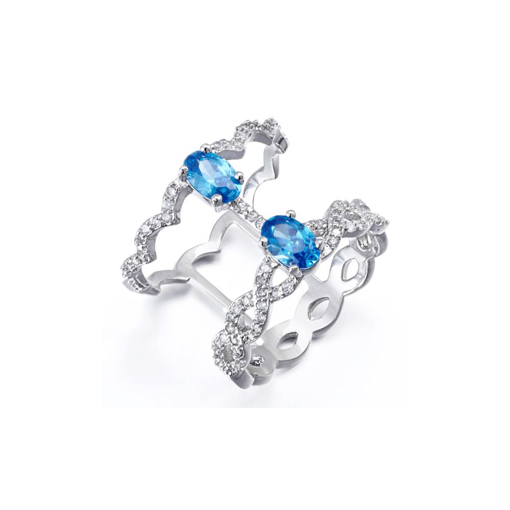 Swarovski - White and Blue Swarovski Elements Crystal Ring