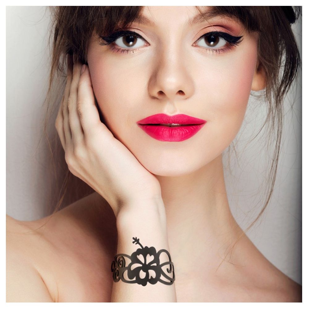 Black Silicone Gum Floral Bracelet Effect Tatto