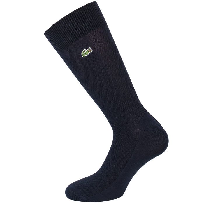 Mens Lacoste Stretch Cotton Socks  Navy. <BR><BR>- Soft ribbing.<BR>- High stretch for high comfort. <BR>- Reinforced heels and tips.<BR>- 71% cotton  24% polyamide  3% elastane. Machine washable. <BR>- Ref: RA487100166