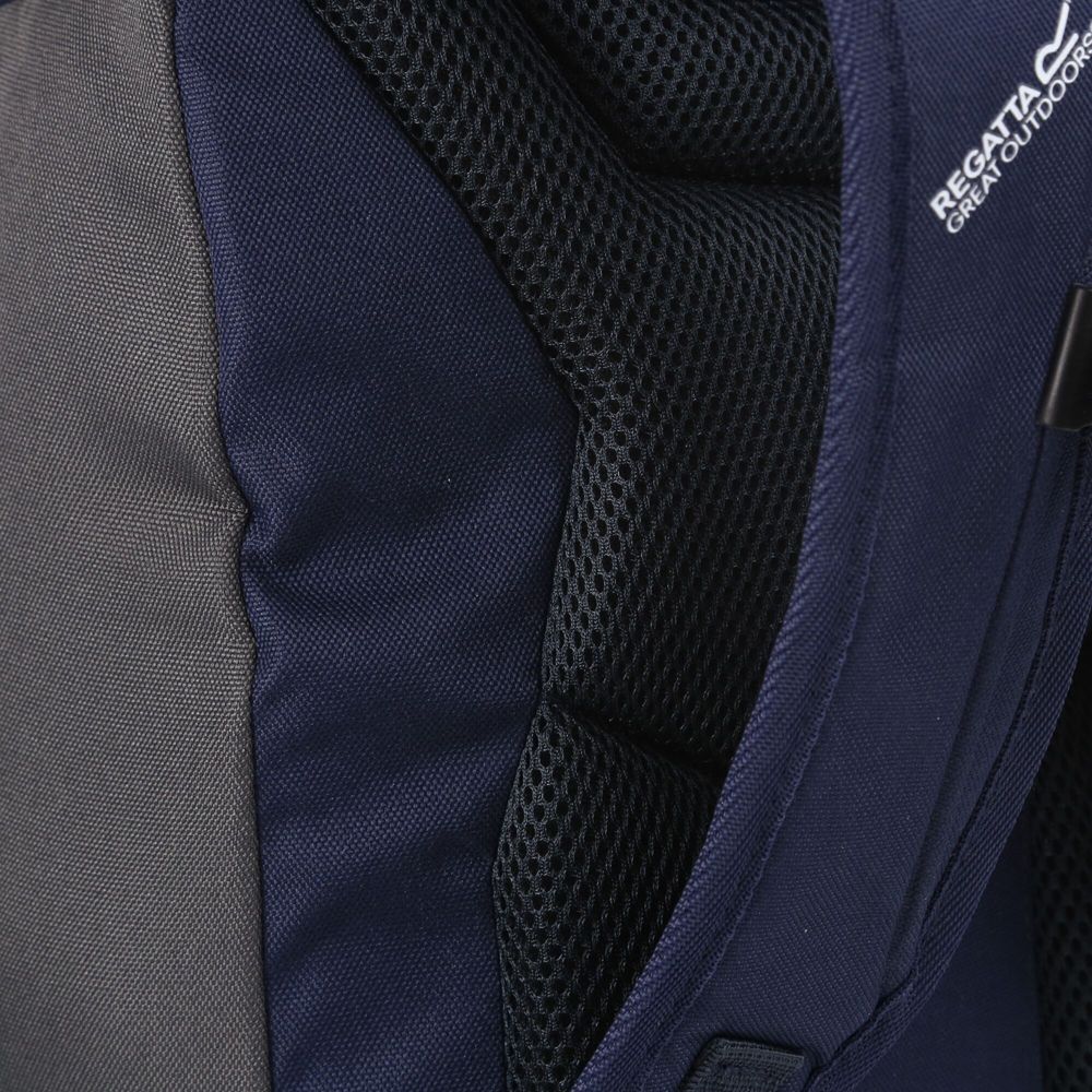 20 litre capacity. Hardwearing 600D polyester. Air mesh back construction to allow ventilated airflow.Air mesh adjustable shoulder straps. Adjustable sliding chest harness. Front pouch pocket.Side mesh water bottle pockets. Internal padded laptop pocket. Reflective detail for enhanced visibility.Daisy chain webbing. Easy grab zip pullers.