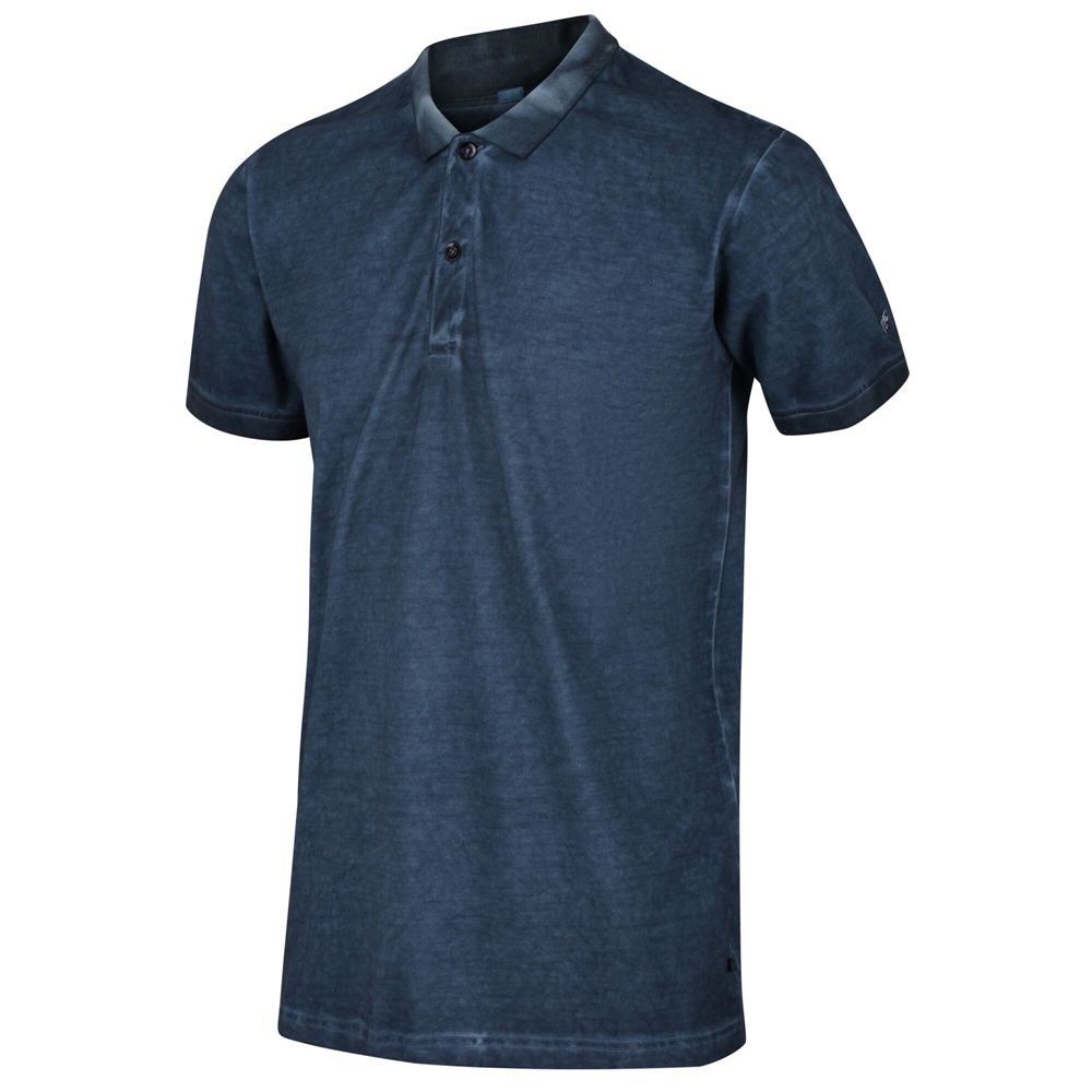 210gsm Coolweave 100% Organic Cotton pigment dyed pique fabric with distressed finish.Ribbed collar and cuffs.2 Button placket with dyed to match branded buttons.