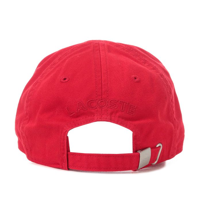 Mens Lacoste Baseball Cap  Red.<BR><BR>- Cotton pique. <BR>- Adjustable strap.<BR>- Breathable eyelets. <BR>- Decorative overstitching.  <BR>- Embroidered green crocodile on side. <BR>- Curved peak finish. <BR>- Branded Lacoste stitching on reverse. <BR>- 100% cotton. Machine washable. <BR>- Ref: RK981100240