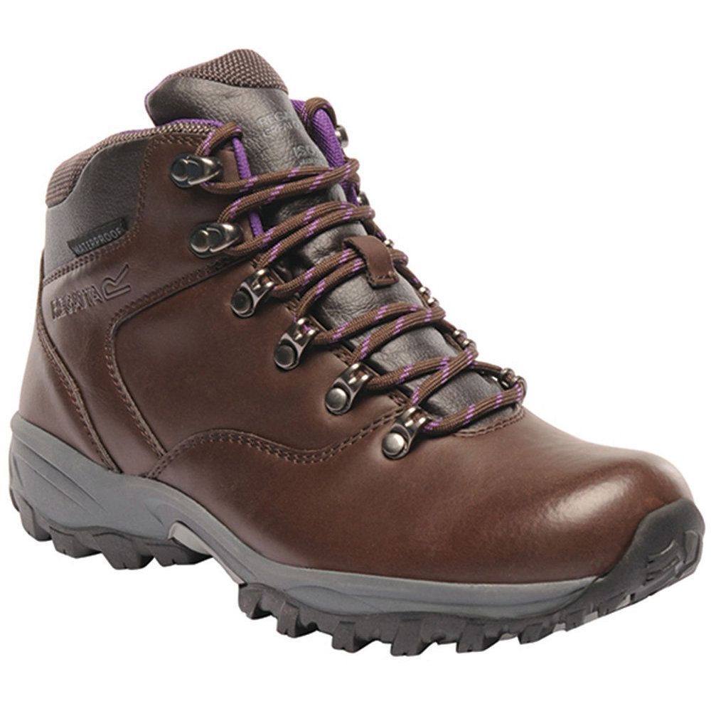 The Lady Bainsford Hiking Boot is a classic, weatherproof hiking boot packed with protective features for lasting comfort on the fells. The smooth coated uppers use water shedding Hydropel technology with a waterproof/breathable Isotex membrane to keep feet dry inside and out. Rubber overlays protect against snags and bumps while a ski hook fastening and deep padded collar give a supportive fit. Our lightweight rubber sole with EVA shock pads offers superb underfoot comfort and fatigue reduction on uneven terrain. Weighs 540 grams.