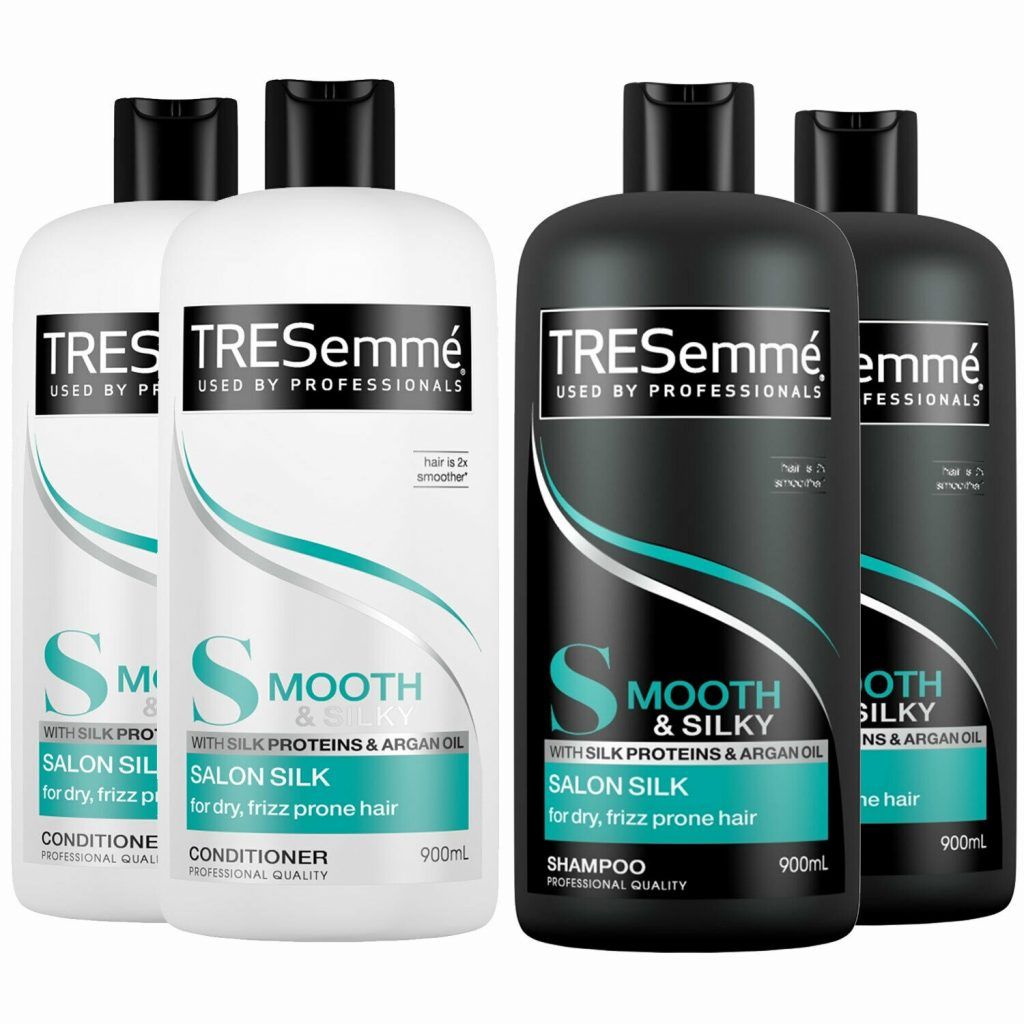 TRESemme Silky Smooth Salon Silk Shampoo & Conditioner, Pack of 2, 900ml

The TRESemme Silky Smooth Shampoo and Conditioner system delivers moisture where your hair needs it most, calming frizz and flyaways without weighing hair down. This advanced smoothing system enriched with Moroccan argan oil cleanses and helps tame unruly hair, leaving it smooth and salon-soft. This hydrating Shampoo and Conditioner is light enough for daily use.

    Enhanced smoothing system with intensely moisturising formula.
    An advanced smoothing system with Moroccan argan oil.
    This sleek shampoo cleanses and helps tame unruly hair
    Contains silk proteins and vitamin.
    Calms frizz and flyaway for smoother, silkier hair.
    Leaves your hair looking salon-smooth
    Lightweight formula is ideal for daily use.

How to Use: 

    Coat hair with a liberal amount of shampoo.
    Gently massage the scalp and roots with fingertips to work into a lather.
    Lightly squeeze the shampoo from roots to ends and rinse thoroughly.
    Finish with TRESemmé Salon Silk Conditioner.
    First apply an adequate amount of conditioner from mid-shaft to ends. 
    Work anything that's left through roots. 
    Run a wide-tooth comb or fingers from roots to ends to detangle and fully coat hair. 
    Leave on for 2-3 minutes, rinse thoroughly. 
    Style with your favourite TRESemme smooth styling products as needed.


Caution : use only as directed. Avoid contact with eyes. If eye contact occurs wash out immediately with warm water. If irritation occurs discontinue use. As we are always looking to improve our products, our formulations change from time to time, so please always check the product packaging before use.