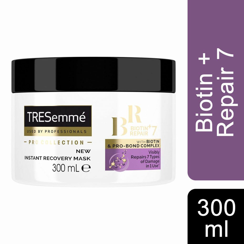 Tresemme Biotin Repair+7 Shampoo and Conditioner 400ml and Mask 300ml

Dry, damaged hair? Our Biotin+ Repair 7 range, formulated with biotin & pro-bond complex contains a patented blend of molecules that penetrate inside the hair fibre to restore broken bonds caused by hair damage. The formulation reinforces the protein structure of each hair strand and visibly repairs 7 types of damage in just one use: whether you blow dry, bleach, brush, straighten, colour, braid and/or curl your hair! Our Biotin+ Repair 7 strengthens each strand of your hair, inside and out; protecting your hair so you can keep on styling, without worrying about damage. 

TRESemmé Biotin + Repair  7 Mask  gives you deep conditioning treatment by smoothing and repairing your hair while nourishing your scalp. Contains the TRESemmé Pro-Repair Complex, and visibly repairs hair from chemical, heat and mechanical styling damage, fixing your hair where it needs it most! This TRESemmé mask is also formulated with biotin and is the first step to start restoring your hair’s beauty from its very first use! This Tresemme mask can give your hair the strength it needs to begin again, renewing your style without weighing your hair down. With the Pro-Repair Complex, this mask uses 3 different types of silicone – big, small and amino – made to prepare your hair for the next round.

How to use:

    Apply a generous amount of shampoo to wet hair
    Gently massage the scalp and the roots with fingertips to work into a lather 
    Rinse thoroughly
    Follow with Biotin+ repair 7 conditioners to maximise results for healthy-looking, moisturised hair
    Squeeze a generous amount of conditioner into the palm and distribute evenly 
    Apply to damp hair focusing on mid-lengths and ends first
    Leave in for minutes 
    Rinse thoroughly

How to use mask:
    
    Use Tresemmé mask as a weekly treatment instead of your regular conditioner
    Start with TRESemmé Biotin + Repair  7 Shampoo
    Apply adequate amount first from mid-shaft to ends, work whatever is left into roots
    Run wide-tooth comb or fingers from roots to ends to detangle and fully coat. Leave for 3-4 minutes. 
    Rinse thoroughly and finish with TRESemmé styling products for a runway-ready look. Let others in on your secret


Start your routine by gently cleansing your hair with Biotin+ Repair 7 shampoo and Conditioner to visibly repair your hair in just one use. 
   

Caution : use only as directed. Avoid contact with eyes. If eye contact occurs wash out immediately with warm water. If irritation occurs discontinue use. As we are always looking to improve our products, our formulations change from time to time, so please always check the product packaging before use.