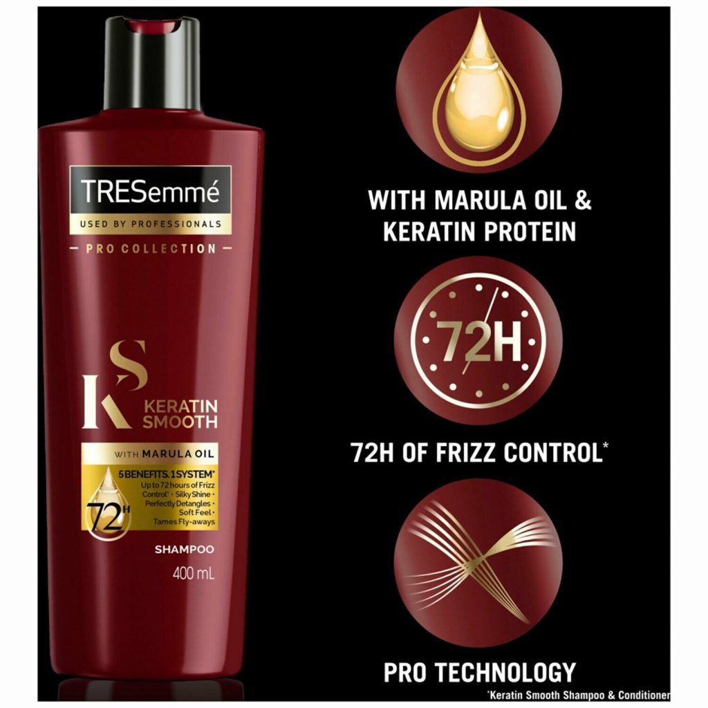 Tresemme Keratin Smooth Shampoo & Conditioner, 400ml & Keratin Smooth Deep Smoothing Hair Mask, 300ml

Say hello to Keratin Smooth, as seen backstage at some of this season’s runway shows. TRESemmé Keratin Smooth, with Keratin and Marula oil from Africa, gives you up to 72 hours of frizz control* and 5 smoothing benefits in 1 system** - Keratin Smooth shampoo and conditioner - for hair that’s silky smooth but still full of natural movement. Anti-frizz, visible hair repair, detangles knots, boosts shine, adds softness and tames flyaways.

Want to control unmanageable locks? Looking for the perfect product to smooth and tame your frizz? Step up TRESemmé Keratin Smooth Deep Smoothing Hair Mask. TRESemmé Keratin Smooth mask brings frizz calming innovation to the fore to give you 72 hours of frizz control. Infused with Keratin and Marula Oil from Africa, TRESemme Keratin Smooth gives you 5 smoothing benefits in 1 system, for hair that’s silky smooth but still full of natural movement. The system fights frizz, detangles knots, boosts shine, adds softness and tames flyaways.

Features : 

    TRESemmé Keratin Smooth hair shampoo helps to control frizzy hair without leaving hair looking dull
    TRESemmé Keratin Smooth System helps you to achieve silky smooth hair that's still full of natural movement System of Keratin Smooth Shampoo and Conditioner
    Formulated with Keratin and Marula oil; you can enjoy up to 72 hours of frizz control System of Keratin Smooth Shampoo and Conditioner vs non-conditioning shampoo
    Frizz control shampoo, detangle knots, boost shine, add softness and tame flyaways
    Enjoy a smooth look and feel that moves as you do
    Follow up with TRESemmé Keratin Smooth Conditioner to smooth every strand.


How to use: 

Shampoo and Conditioner:

    Apply a generous dose of TRESemmé Keratin Shampoo to wet hair. 
    Gently massage the scalp and roots with fingertips to work into a lather. 
    Once you’ve worked up a good lather, rinse well. 
    Follow up with the Keratin Smooth Conditioner to fight frizz and smooth every strand. 
    Then prep hair for styling with the Keratin Smooth Heat Protect Spray and finish with the Keratin Smooth Shine Oil to give your look professional-quality polish.

Hair mask:

    Always start your style with TRESemmé Keratin Smooth Shampoo and Keratin Smooth Conditioner.
    Apply a generous amount, distributing evenly from the middle to the ends. 
    Work anything that's left through the roots. 
    Run a wide-tooth comb or your fingers through to smooth and detangle.
    Leave on for 3-5 minutes and rinse thoroughly. 
    Use as a weekly indulgence or as often as needed.


Stylist Tip: For extra shine, follow with Keratin Smooth Heat Protection Shine Spray.


Caution : use only as directed. Avoid contact with eyes. If eye contact occurs wash out immediately with warm water. If irritation occurs discontinue use. As we are always looking to improve our products, our formulations change from time to time, so please always check the product packaging before use.