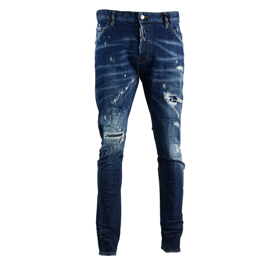 Dsquared2 Classic Kenny Jean Distressed Faded Jeans. Classic Kenny Jean S71LB0633 S30343 470. Stretch Denim 98% Cotton 2% Elastane. Button Fly, Made In Italy. Slim Fit With A Tapered Leg. Large Branded Badge