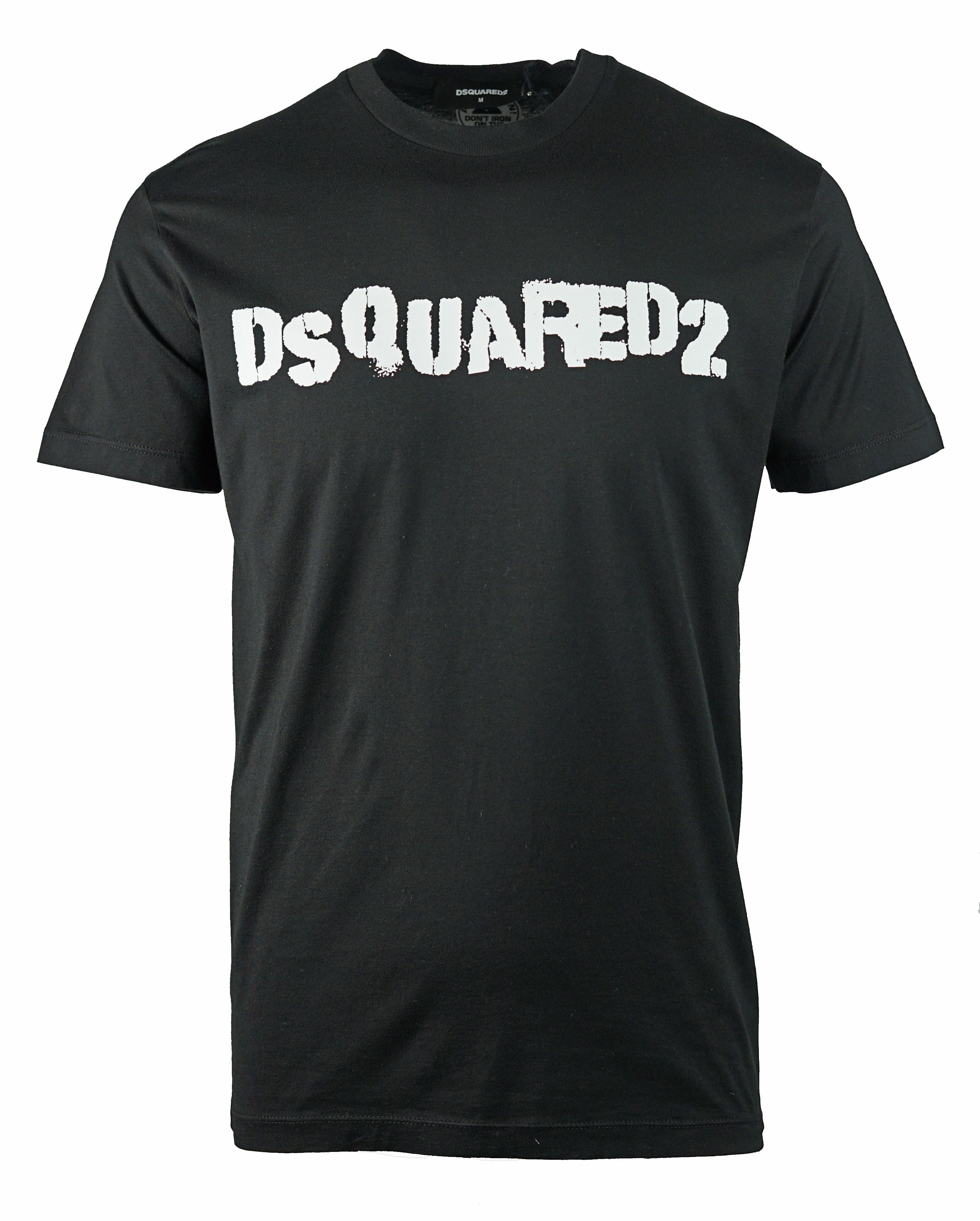 DSquared2 S74GD0494 S22427 900 T-Shirt. Round Crew Neck Tee. 100% Cotton. Short Sleeves. Large Branded Print On The Front. Ribbed Neck and Sleeve Endings