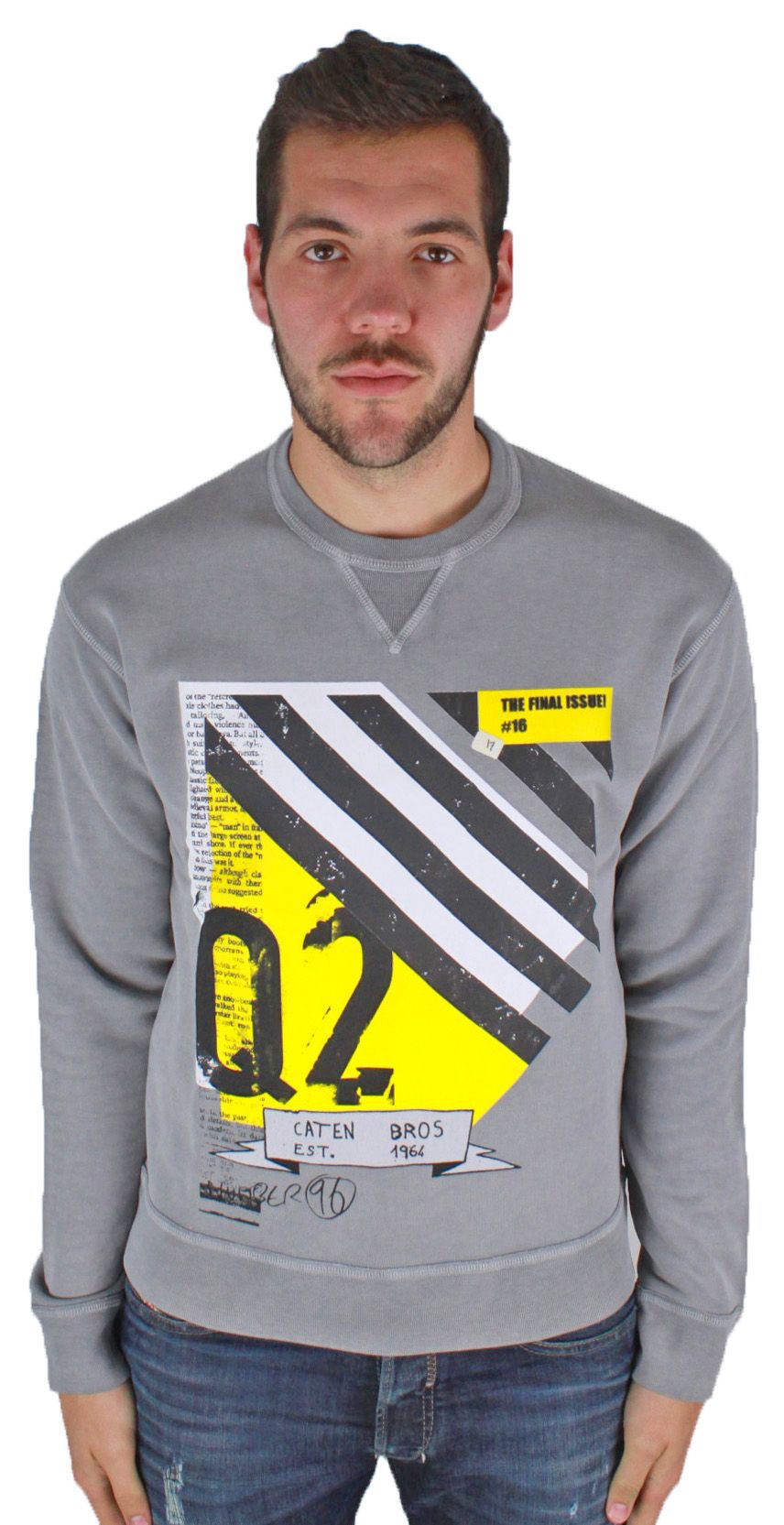 DSquared2 S74GU0137 858 Jumper. Grey Sweater. Large Graphic Motif On Front. 