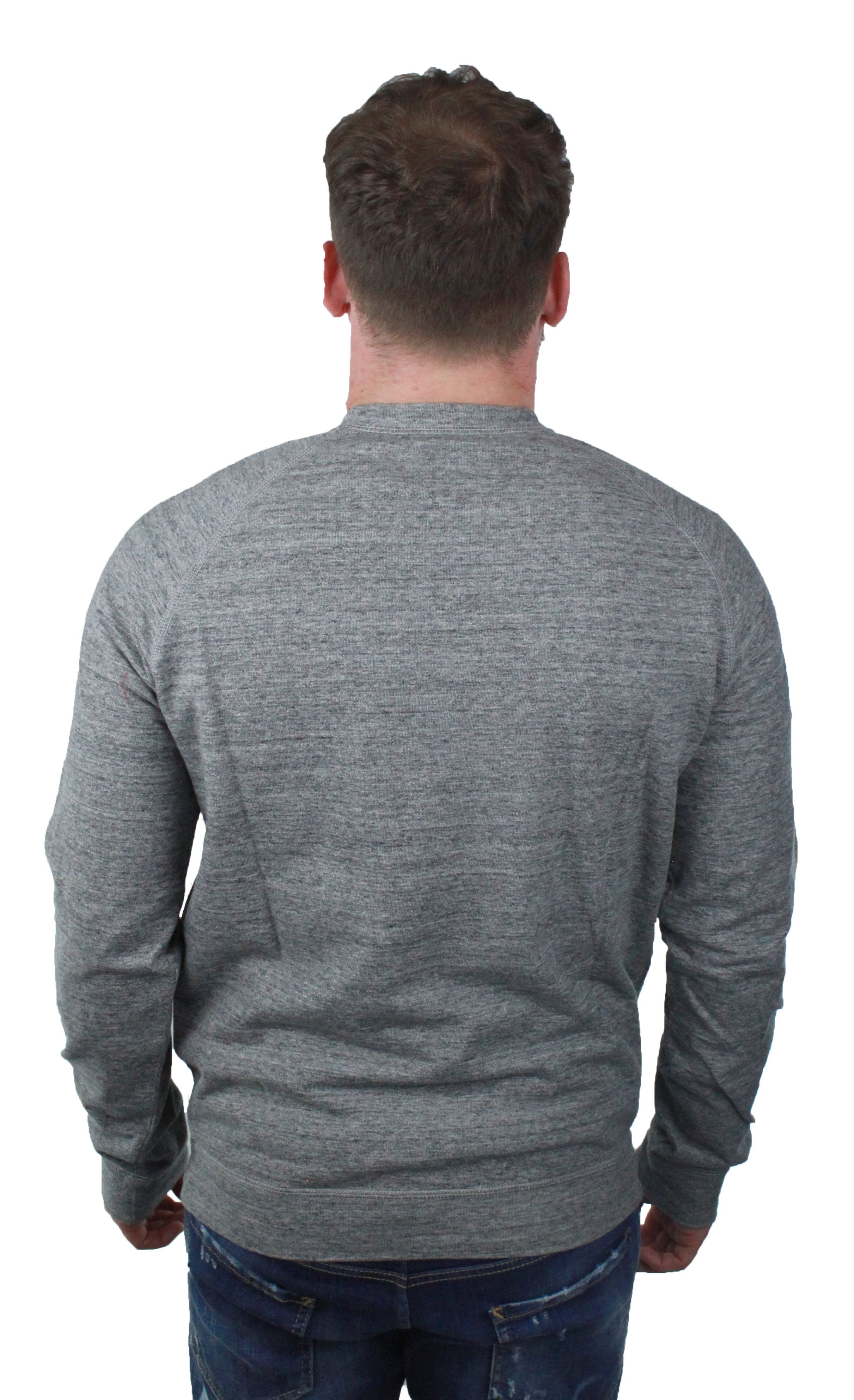 DSquared2 S74GU0176 860M Mens Jumper. DSquared2 Grey Jumper. 100% Cotton. Large Brand Motif. Made In Italy. Elasticated Sleeve and Waist Endings