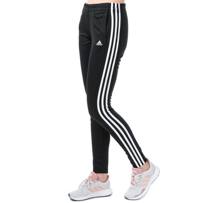 Womens adidas T10 Tracksuit Bottoms in black.<BR><BR>- climalite fabric sweeps sweat away from your skin.<BR>- Elasticated waistband.<BR>- Side seam welt pockets.<BR>- Applied 3-Stripes to sides.<BR>- Ankle zips for easy on - off.<BR>- Embroidered adidas Badge Of Sport logo at lower left thigh.<BR>- Tapered leg.<BR>- Regular fit.<BR>- Inside leg length measures 33in approximately.<BR>- 100% Polyester.  Machine washable.<BR>- Ref: S87551   <BR><BR>Measurements are intended for guidance only.