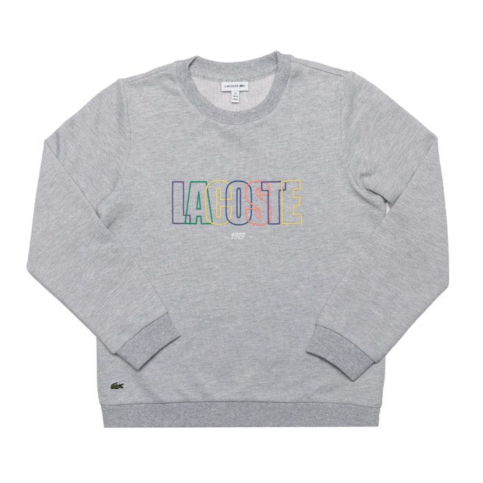 Junior Boys Lacoste Logo Crew Sweat<BR>- Ribbed Collar  Cuffs & Hem.<BR>- Printed to front.<BR>- Embroidered crocodile logo to hem.<BR>-70% Cotton  30% Polyester  Machine Washable <BR> Ref No. SJ8130CCA