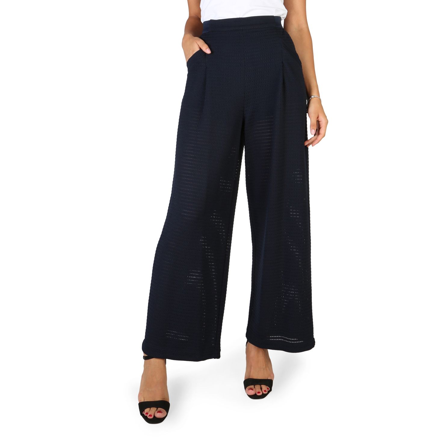 Gender: Woman <br> Type: Trousers <br> Fastening: elastic waistband <br> External pockets: 2 <br> Material: elastane 6%, polyester 94% <br> Main lining: polyamide 100% <br> Pattern: solid colour <br> Model height, cm: 175 <br> Model wears a size: 42