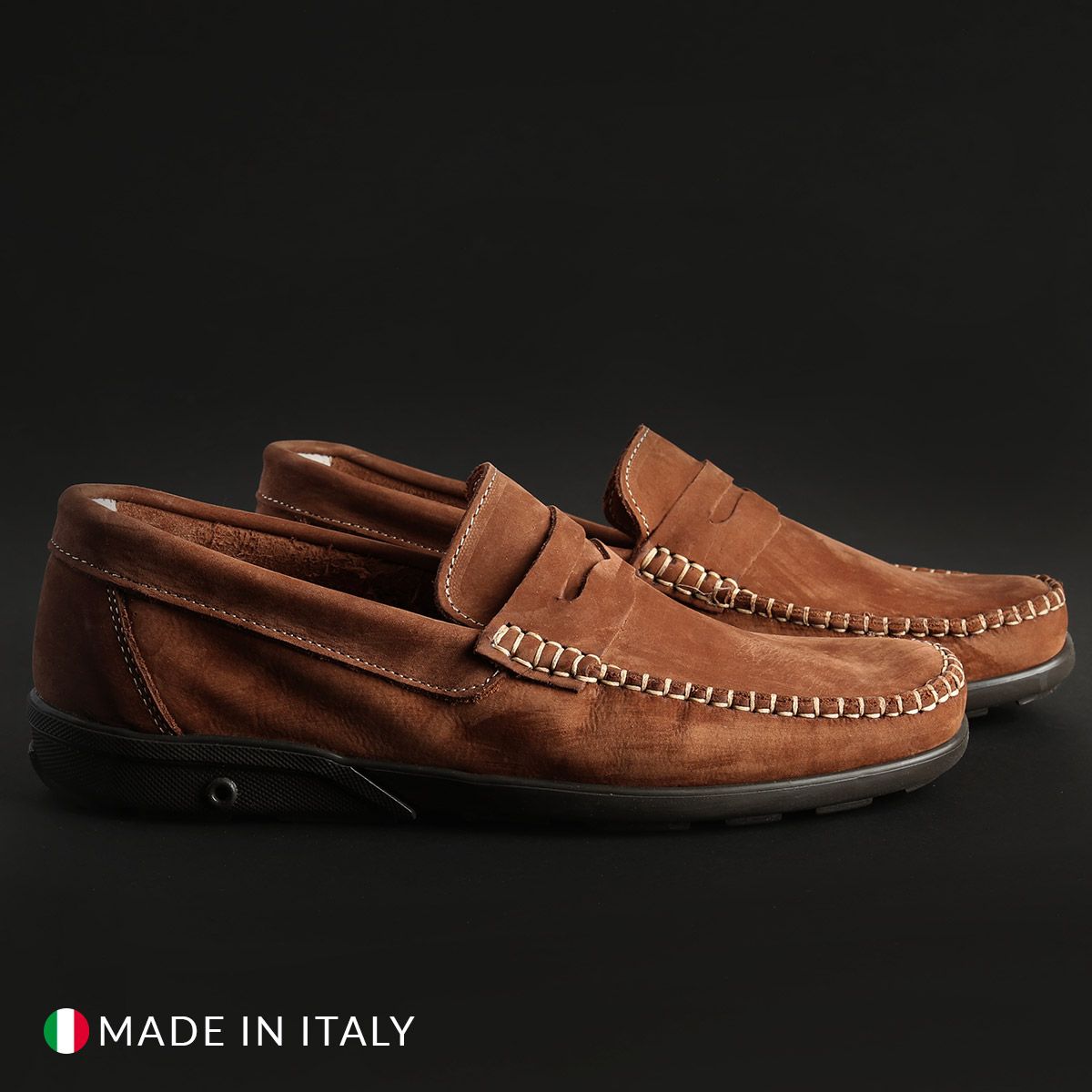 Made in: Italy <br> Gender: Man <br> Type: Loafers <br> Upper: leather <br> Internal lining: leather <br> Sole: rubber <br> Details: square toe