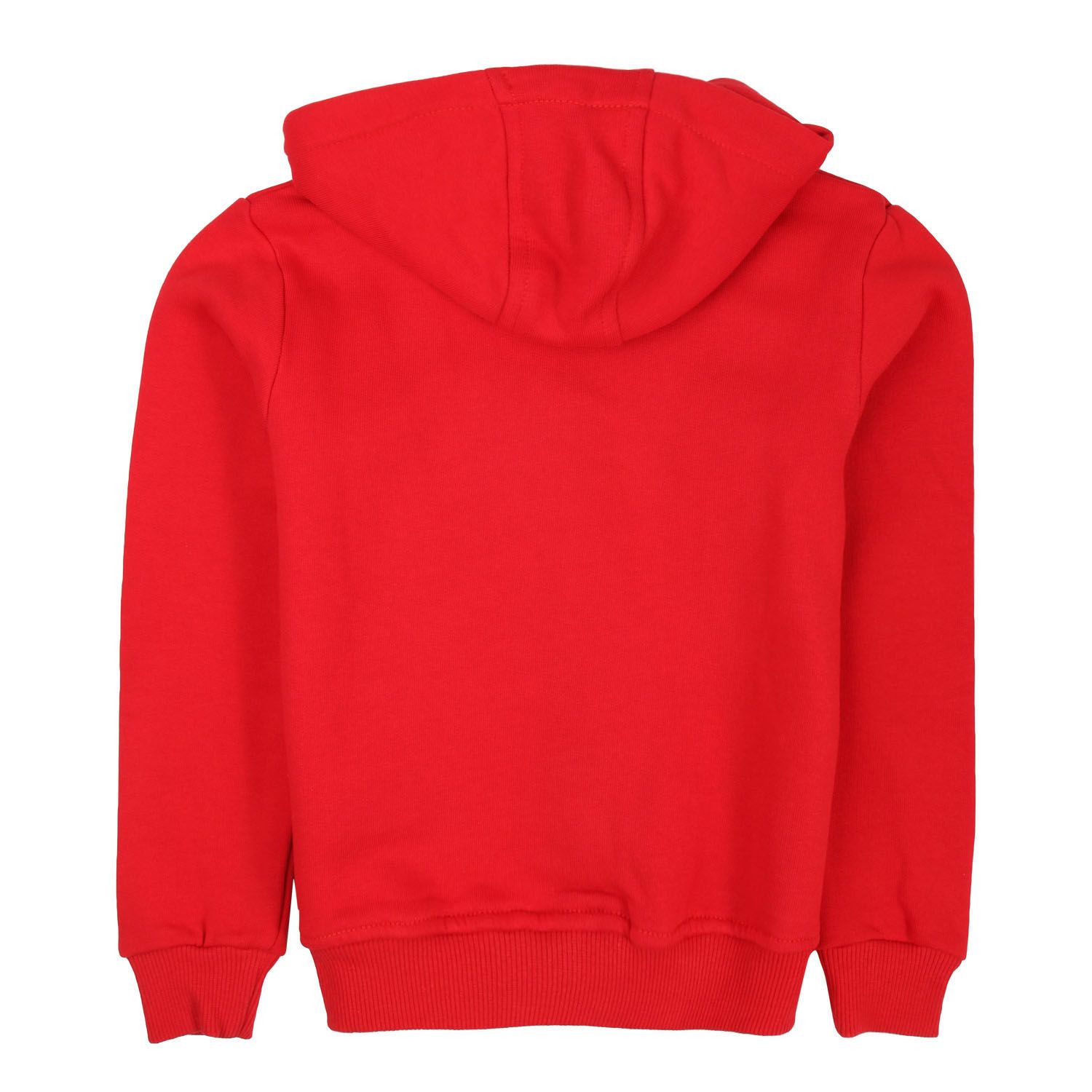 Red Manuel Ritz sweatshirt -Details sweatshirt with hood and regulator drawstring, long sleeves with elastic cuffs, completely red, front with black fabric with white printed text, visible logo, central zip closure -Hand wash