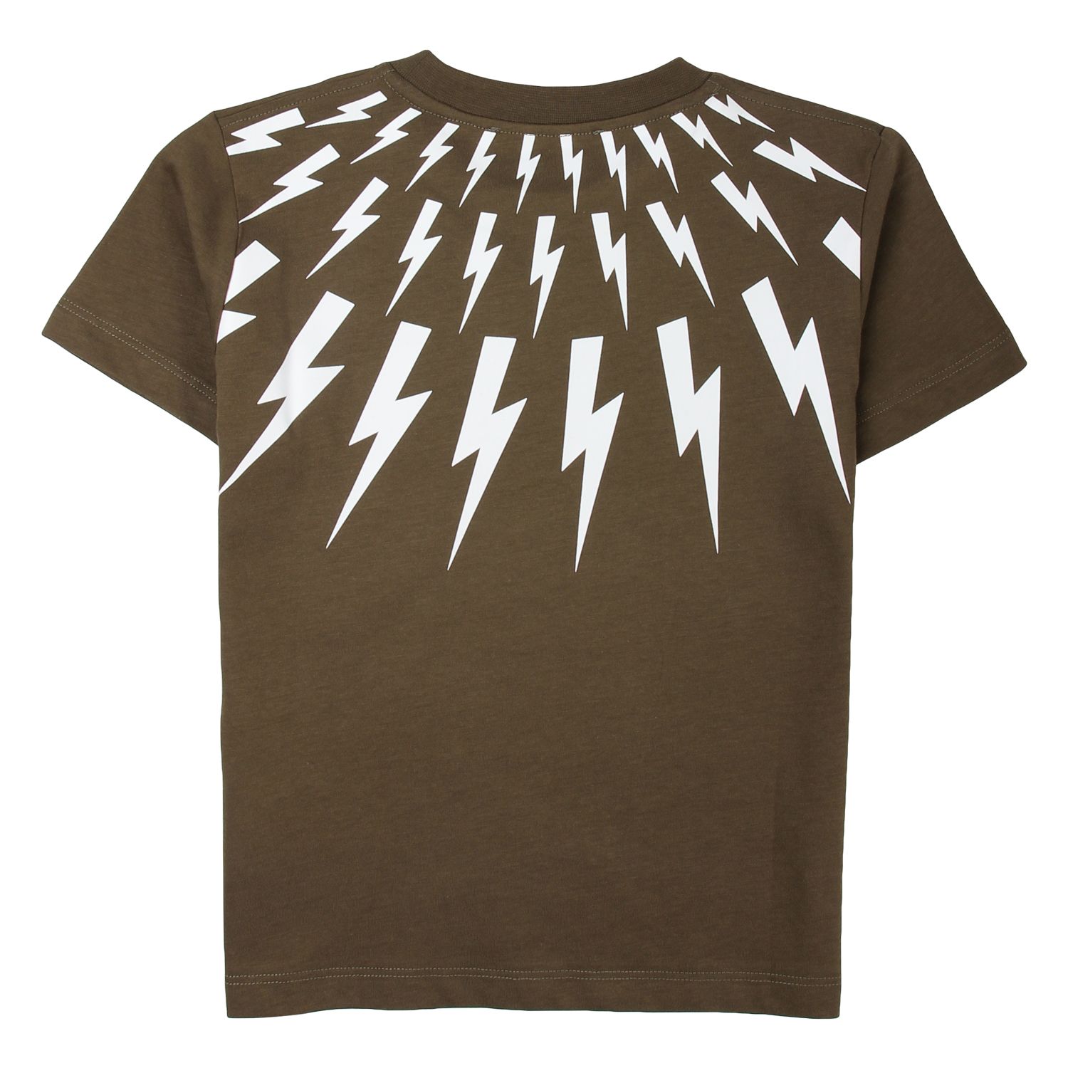 Neil Barrett military green t-shirt -T-shirt details short sleeves, U-neck, military green bottom, front and back with lightning logo printed repeatedly in white -Wash max 30 °