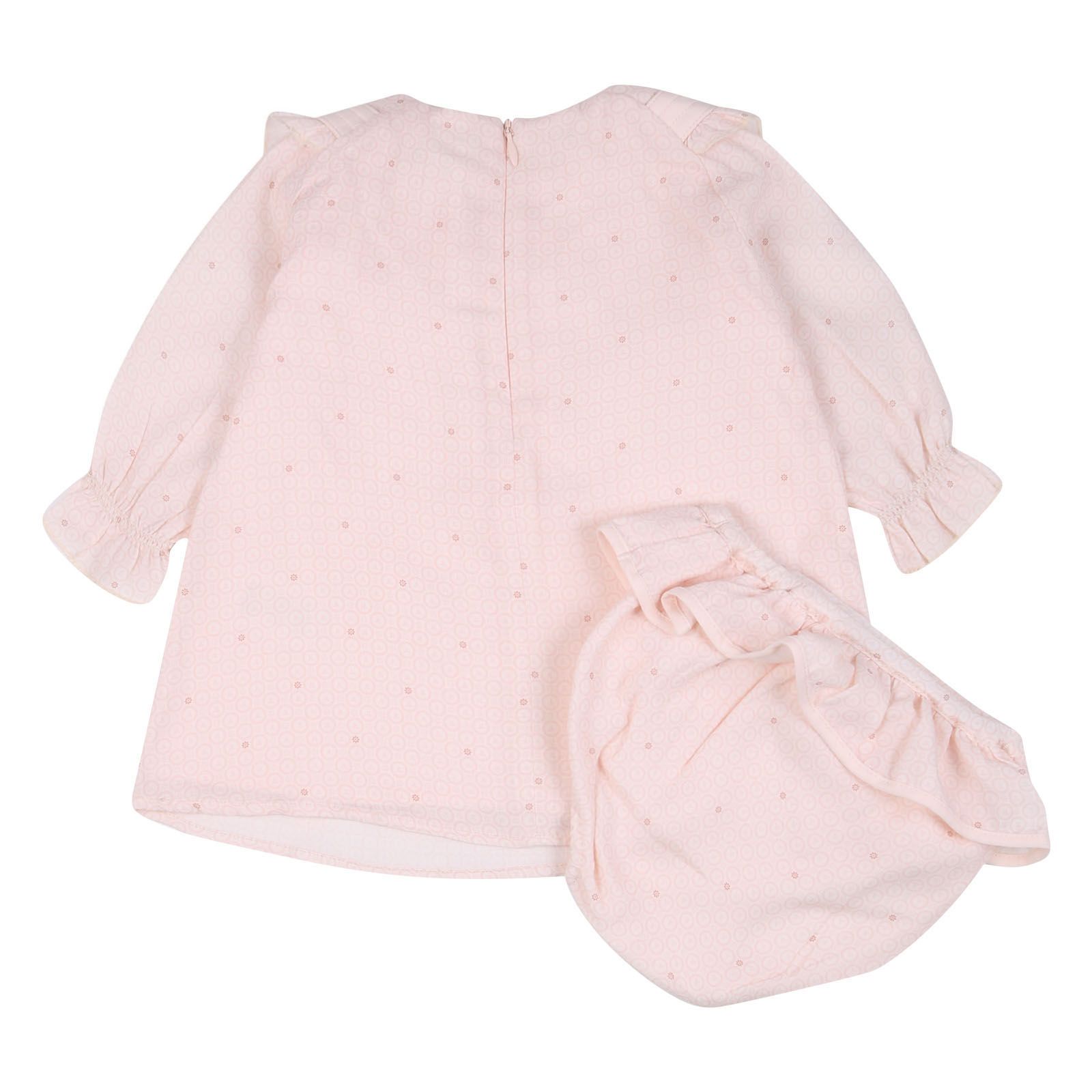 Lanvin ice pink suit - 2 piece suit details. Long-sleeved dress with elastic cuffs, U-neck, pink bottom, completely patterned, logoed plate applied to the hem, back zip closure, coordinated culotte -Washing max 30 °
