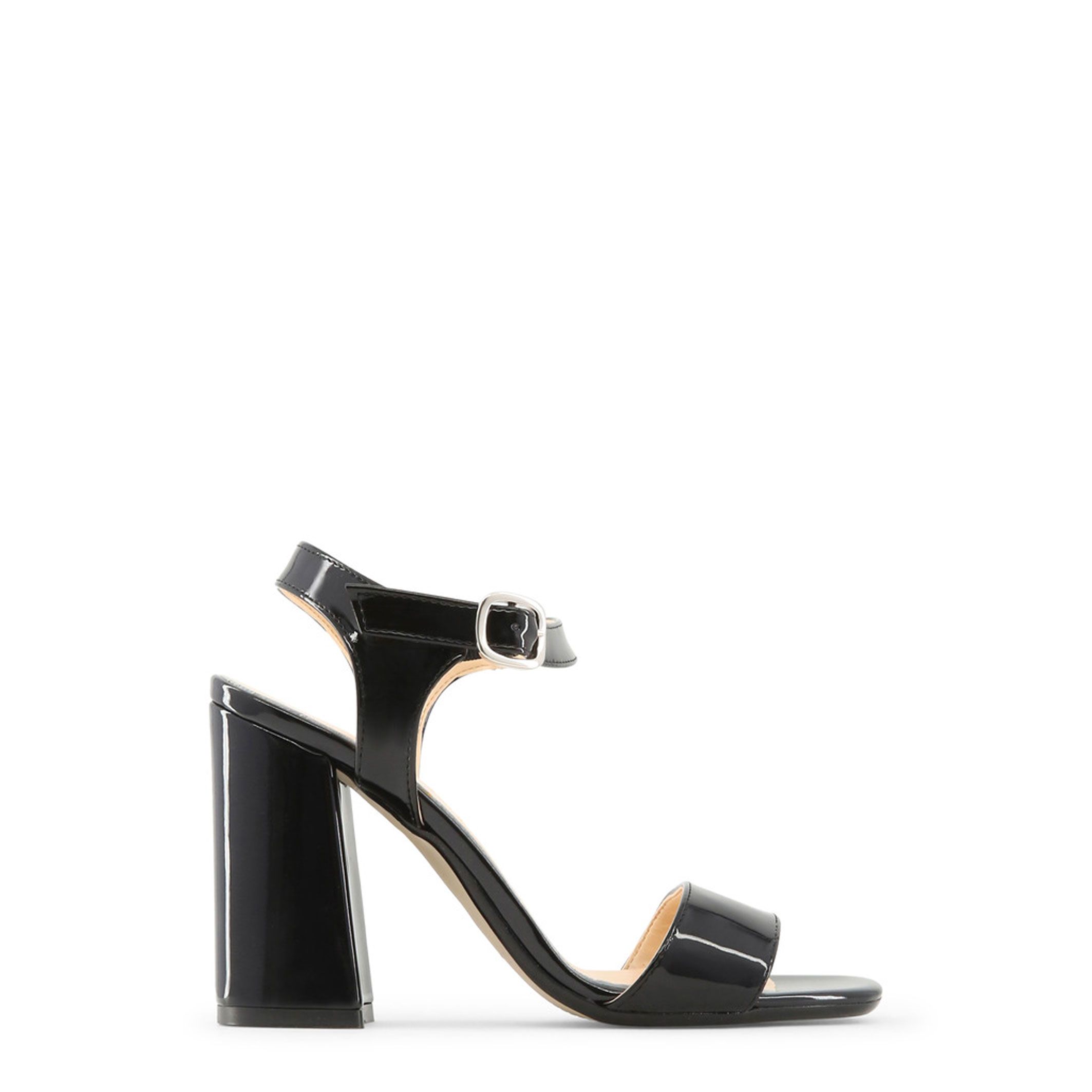 Made in: Italy <br> Collection: Spring/Summer <br> Gender: Woman <br> Type: Sandals <br> Upper: synthetic patent leather <br> Insole: leather <br> Sole: rubber <br> Heel height cm: 10 <br> Details: ankle strap, buckle