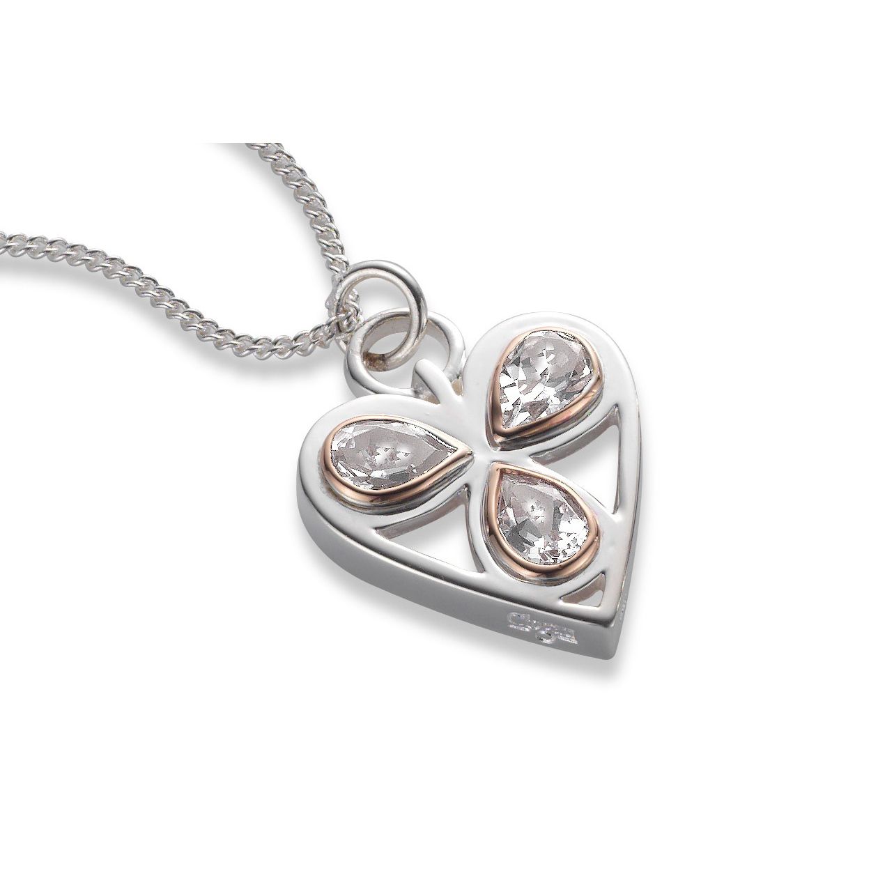 Silver \u0026 Rose Gold Heart of Wales Pendant