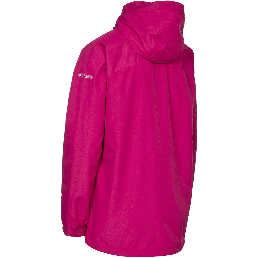 The Nasu II women's waterproof jacket is a simple yet practical coat that you can easily pull on when heading out onto the trails or the shops.With a Tres-shield fabric shell, you'll receive up to 3,000mm worth of waterproof protection. Featuring an adjustable concealed hood as well, taped seams seal out moisture at the stitching so the inside will stay dry even when you are exposed to rainfall.Benefiting from a hem drawcord and adjustable cuffs, you'll be able to achieve a fit that is custom to you. You'll also have 2 zip pockets in which to store your phone, keys or even your hands if wanting to keep them dry.Available in Black, Pink, Cream and Navy, the Nasu II women's waterproof jacket is versatile everyday coat that you can pull on when in need of reliable protection.