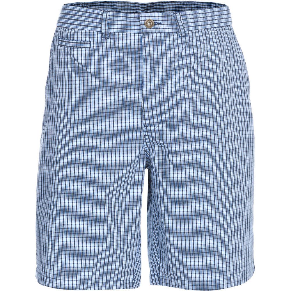 Mens' QUANTUM are shorts by Trespass. The fabric consists of 100% woven cotton and the longer length and flat waistwith inner waist adjustment give QUANTUM an elegant look. There are several pockets to safely store your belongings, first of all the side entry pockets but also a small money pocket and rear jetted pockets secured by buttons.