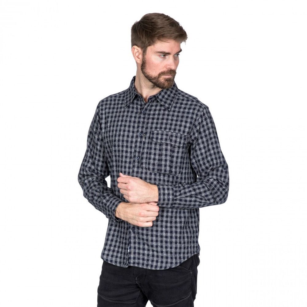 Trespass Mens Participate Long Sleeve Checked Cotton Shirt