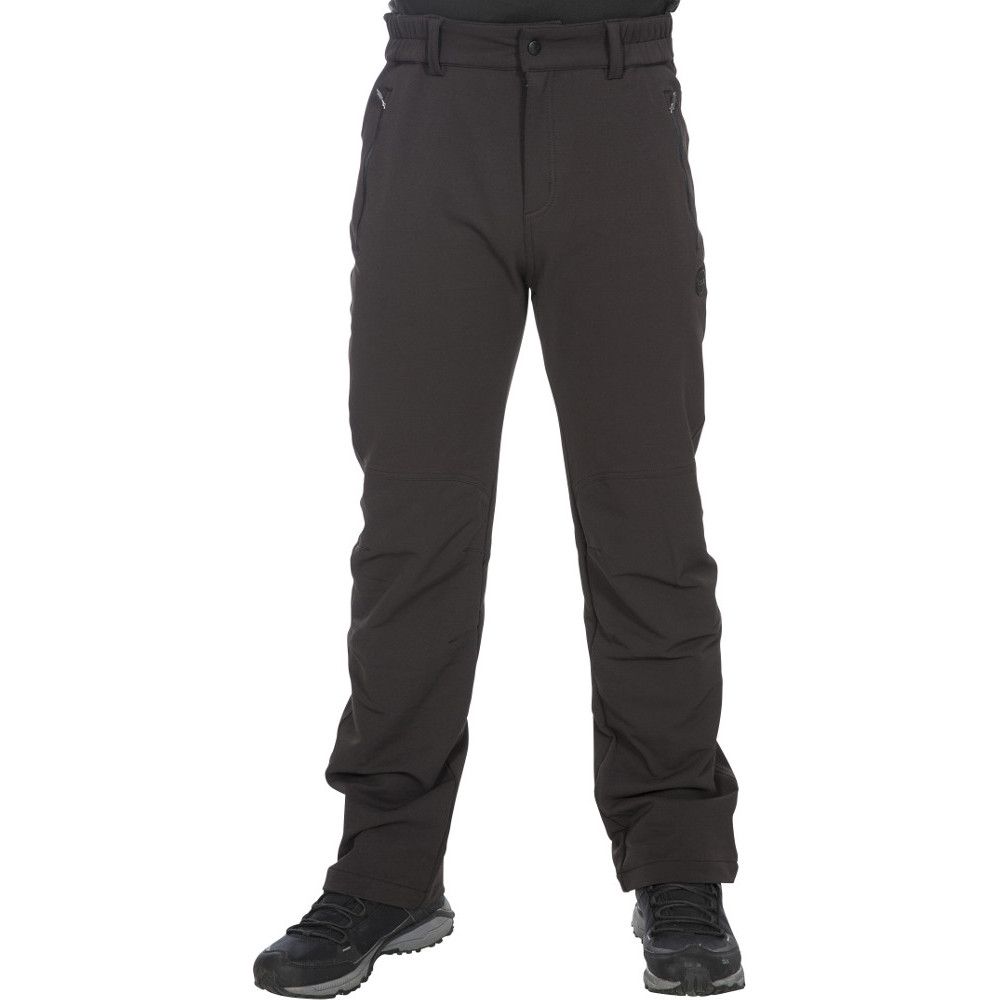 Adjustable Waist with Elasticated Sides. Belt Loops. 2 Zip Pockets. Articulated Knees. Water-Resistant, Stretch.