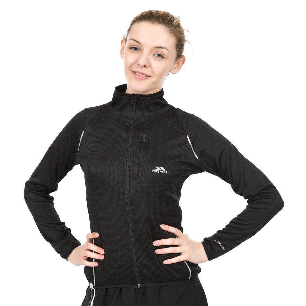 The Ego women�s active top is a must-have for anyone who likes to get active. This workout layer will help to keep you dry, fresh and comfortable when you are on the move, due to the quick drying and high wicking material.

The main black colour is highlighted by reflective piping and prints, which also help to keep you visible in the dark � perfect for night time jogs. Plus the slim fit, high neck and stretch binding at the hem allow for comfort and ease of movement.

Simply add a pair of running leggings to this great active top and you will be set to beat your goals on your next run. You can even wear this beneath a ski jacket for a day on the slopes, making it an extremely versatile women's top.
