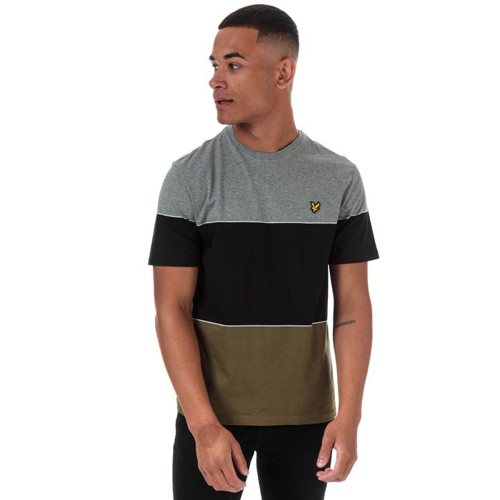 Mens Lyle And Scott Wide Multi Stripe T-Shirt in lichen green - jet black.<BR><BR>- Ribbed crew neck.<BR>- Short sleeves.<BR>- Colourblocked wide stripe design.<BR>- Embroidered eagle logo at left chest.<BR>- Woven herringbone back neck tape.<BR>- Soft and comfortable cotton jersey fabric.<BR>- 100% Cotton. Machine washable.<BR>- Ref: TS1227VZ891