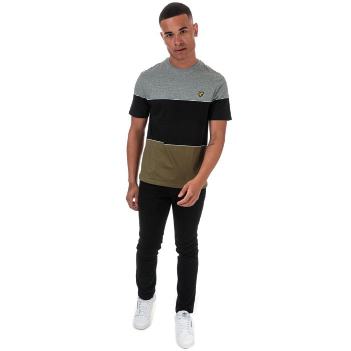 Mens Lyle And Scott Wide Multi Stripe T-Shirt in lichen green - jet black.<BR><BR>- Ribbed crew neck.<BR>- Short sleeves.<BR>- Colourblocked wide stripe design.<BR>- Embroidered eagle logo at left chest.<BR>- Woven herringbone back neck tape.<BR>- Soft and comfortable cotton jersey fabric.<BR>- 100% Cotton. Machine washable.<BR>- Ref: TS1227VZ891