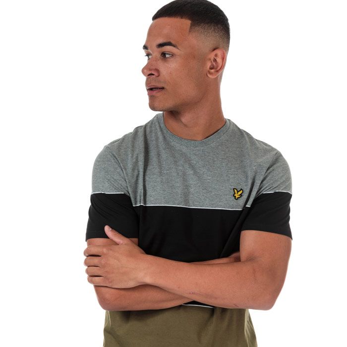 Mens Lyle And Scott Wide Multi Stripe T-Shirt in lichen green - jet black.<BR><BR>- Ribbed crew neck.<BR>- Short sleeves.<BR>- Colourblocked wide stripe design.<BR>- Embroidered eagle logo at left chest.<BR>- Woven herringbone back neck tape.<BR>- Soft and comfortable cotton jersey fabric.<BR>- 100% Cotton. Machine washable.<BR>- Ref: TS1227VZ891
