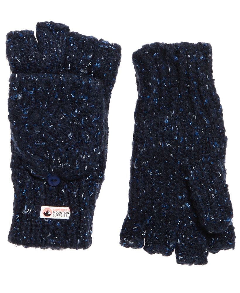 Superdry women’s Clarrie stitch glove. Classic fingerless gloves with fold over mitten. These gloves feature a button fastening and Superdry logo.