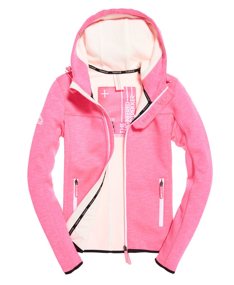 Superdry women's Prism Hooded SD- Windtrekker jacket. A lightweight jacket featuring a two-way zip fastening and two zipped front pockets and one internal pockets. The jacket also has a bungee cord hem and collar and elasticated hems and cuffs for added comfort. The SD-Windtrekker jacket is finished with rubberised Superdry logos and branded zip toggles.Model wears: 10/Small Model height: 5’ 9” (176cm) Model chest size: 34