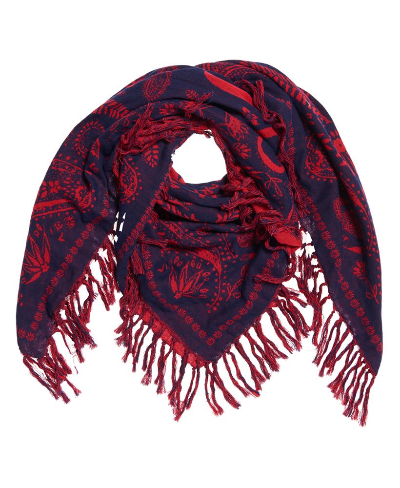 Superdry women’s Square smock scarf. This lightweight scarf is perfect for layering this season, and features an all over print and Superdry logo branding printed in the middle. The scarf is finished with tassel detailing.