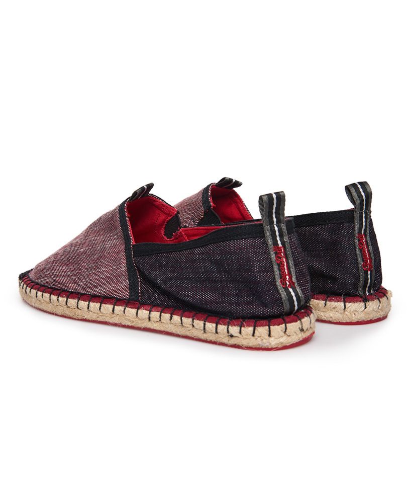 Superdry men's Classic espadrilles. The ultimate casual shoe, these espadrilles feature a pull tab on the heel and front, rope effect detailing on the sole and are completed with logo detailing on the heel. Easy to slip on, style these espadrilles with shorts and a shirt for a relaxed look this season.