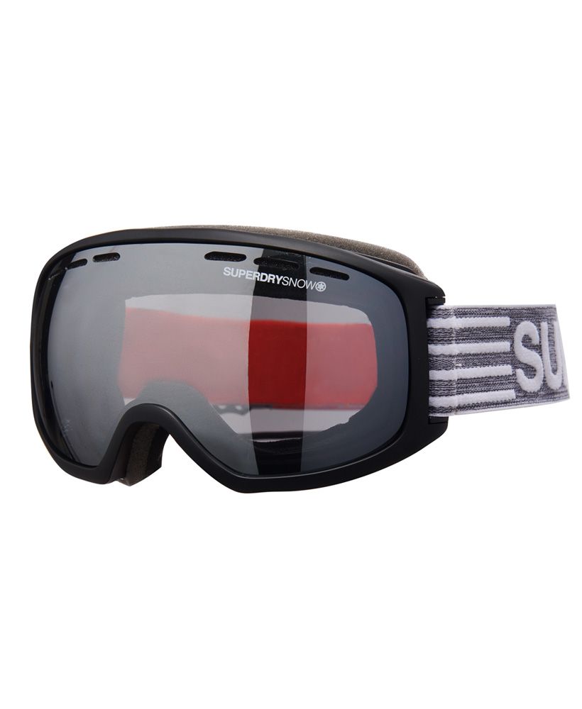 Superdry men's Pinnacle snow goggles. Complete your snow look this season with these essential snow goggles, featuring an adjustable strap with Superdry logo branding and cushioning face foam for your comfort. The Pinnacle snow goggles have also been designed with anti-fog technology, perfect for keeping your vision clear on the slopes. These goggles have been completed with a subtle Superdry logo in the corner of the lens.100% UV ProtectionFilter category- Category 3