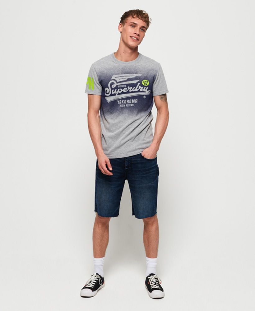 Superdry men's High Flyers t-shirt. This lightweight t-shirt features a crew neck, short sleeves and Superdry logo design on the chest. Completed with a number graphic on one sleeve in a cracked effect finish, pair this t-shirt with your favourite jeans or shorts for an easy, relaxed look.