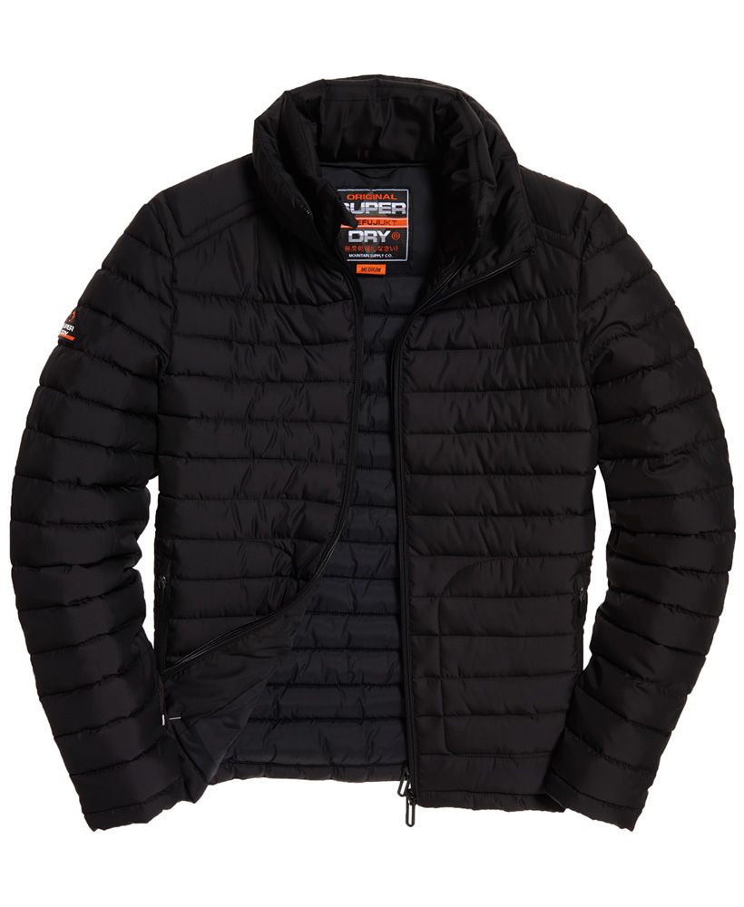 Superdry men’s Fuji double zip jacket. A perfect accompaniment to any wardrobe, the Fuji jacket is a modern classic and will take you right through the the cooler months. This quilted jacket features a double collar and twin-layer zip fastening, two front zip fastened pockets and one internal pocket with a snap fastener. The Fuji double zip jacket is completed with a rubber Superdry logo badge on the right sleeve. If you need extra warmth, layer up with sweat or hoodie for off duty style or a classic piece of knitwear for a more formal look.