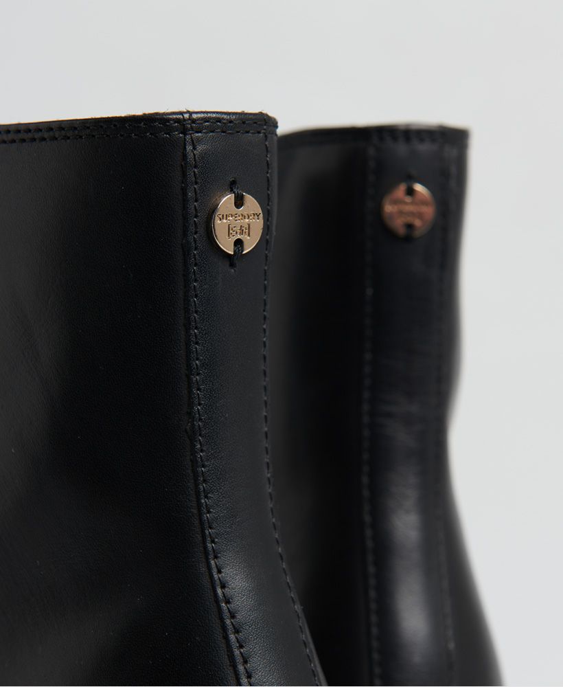 Superdry women's The Edit sleek high boots. These stylish leather boots will take your style to new heights, featuring a side zip fastening, Superdry logo branding behind the zip and on the sole. Completed with a discreet metal Superdry logo badge on the back.Heel height: 8.5cm