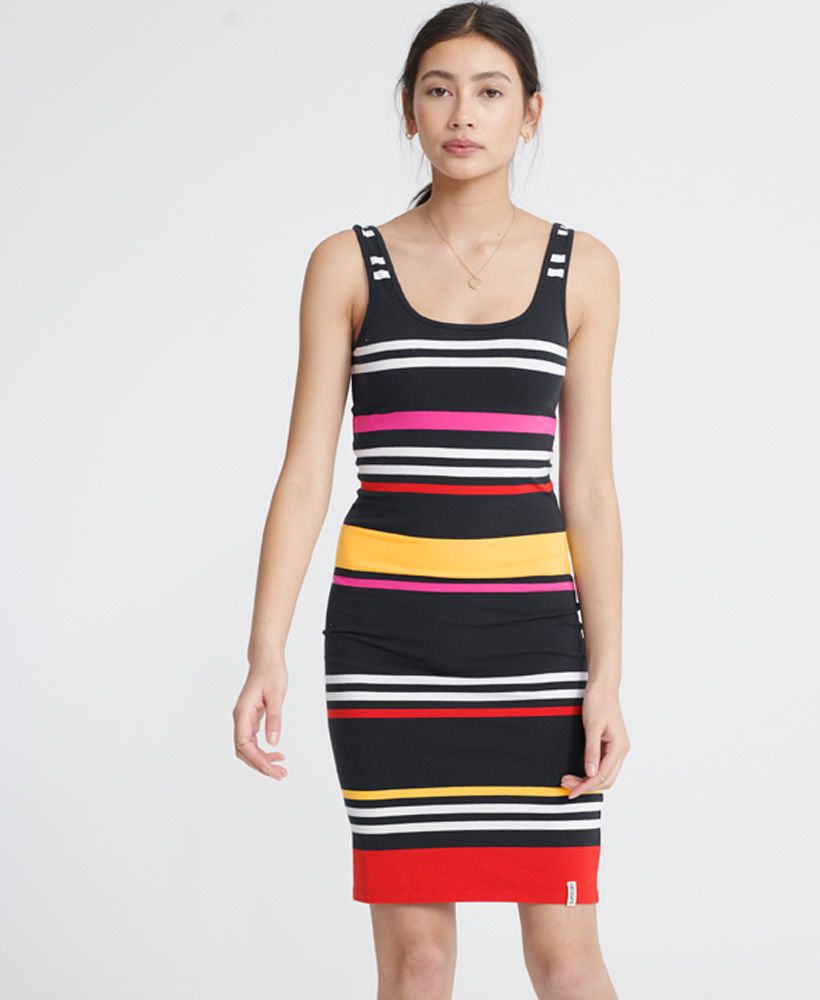 Add some colour into your life with this Miami bodycon dress that will have you feeling as good as you'll look in it.SleevelessBodyconScoop NecklineSignature Logo Tab