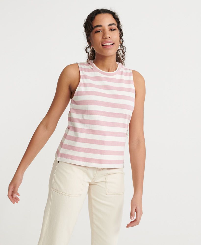Stripe a pose this summer in the Summer Stripe vest. This premium cotton vest features an all over striped design and crew neckline.Crew necklineAll over striped designSignature logo tab